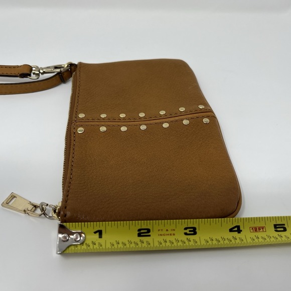 Vintage Michael Kors Astor Studded Leather Wristlet Wallet Cognac Brown - Picture 7 of 7